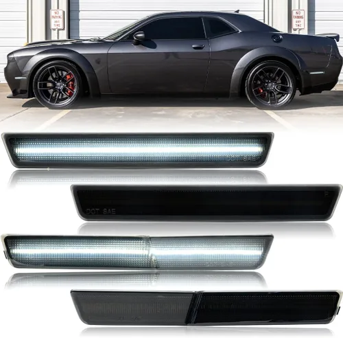 Vista 10 de Kits de luces laterales LED con lentes transparentes Challenger ámbar/rojas delanteras y traseras para Dodge Challenger 2008 2009 2010 2011 2012