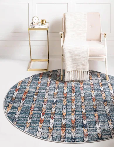 Vista 7 de Unique Loom Aramis Collection - Alfombra rectangular de 2 x 3 pies 1 pulgada, color azul y marfil