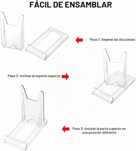 Vista 3 de Zonon Soportes de placa de acrílico para exhibición, soportes de plástico ajustables, soportes para placas de imagen, mini caballetes transparentes