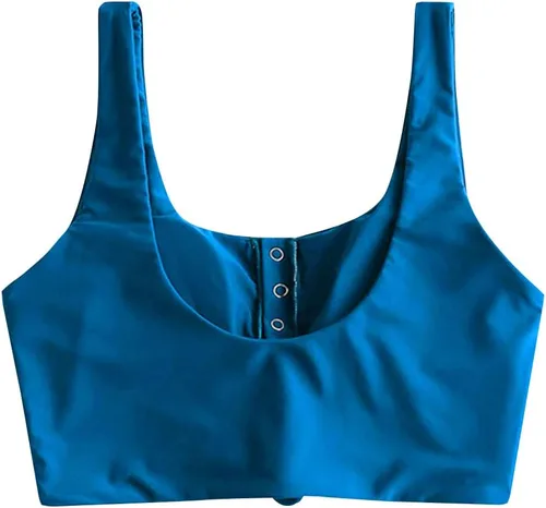 Vista 2 de ZAFUL Parte superior de bikini con nudo frontal para mujer, parte superior tipo tankini con cuello redondo y relleno