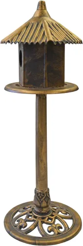 Vista 5 de Westcharm Classic Heights - Elegante casa para pájaros silvestres con techo abovedado y base de pedestal, acabado de bronce antiguo, casa de pájaros