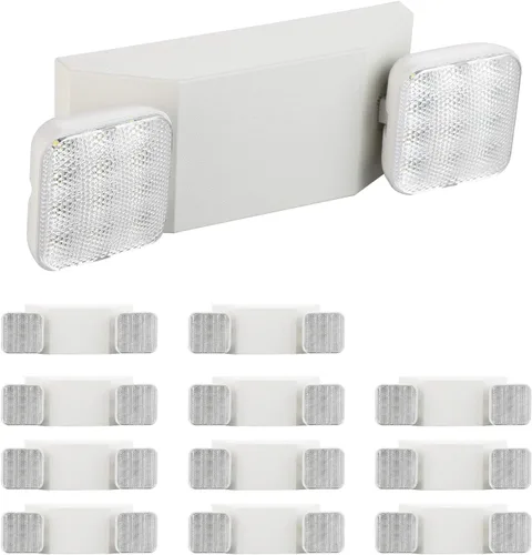 Vista 8 de Paquete de 2 luces de emergencia para negocios, con batería de respaldo, cable duro, certificado UL 924, CA 120/277V, luz de emergencia LED