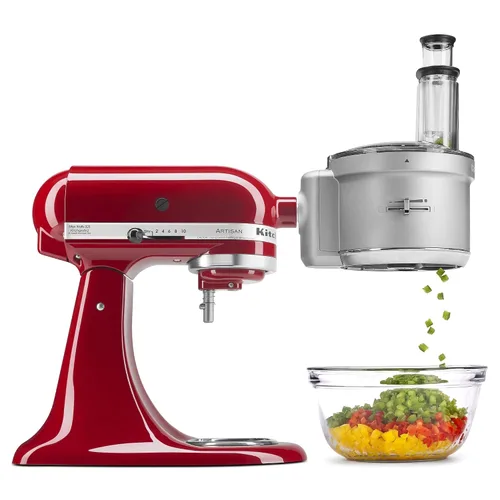 Vista 2 de KitchenAid Spiralizer Plus - Accesorio con cáscara, núcleo y rebanada, accesorio para procesador de alimentos plateado y KSM2FPA, kit de corte