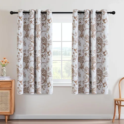Vista 13 de H.VERSAILTEX - Cortinas opacas de 63 pulgadas de largo, juego de 2 paneles, estampado floral, cortinas de estilo campestre para sala de estar