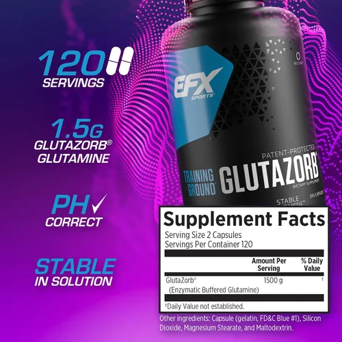 Vista 2 de EFX Sports Training Ground Glutazorb Powder Suplemento de glutamina altamente concentrado, pH correcto, digestión y apoyo inmunológico, 140