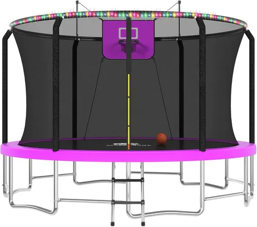 Vista 17 de Outdoor Trampoline with Net for Kids 10FT 12FT 14FT 15FT 16FT Negro
