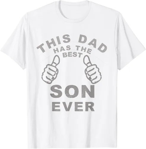 Vista 24 de Camiseta con texto en inglés "This Dad Has the Best Son Ever", regalo del día del padre, Negro