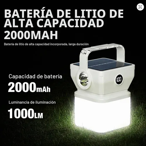 Vista 4 de V.C Formark - Linterna solar recargable para camping, luz ligera para tienda de campaña