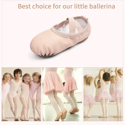 Vista 7 de Stelle Ballet Shoes for Girls Boys Close-Fit PU Professional Dance Slippers for Toddler/Little Kid/Big Kid