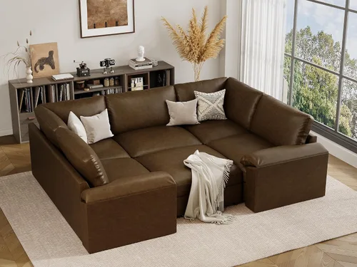Vista 85 de EASE MOOSE Sofá modular seccional, sofá en forma de U para sala de estar Beige