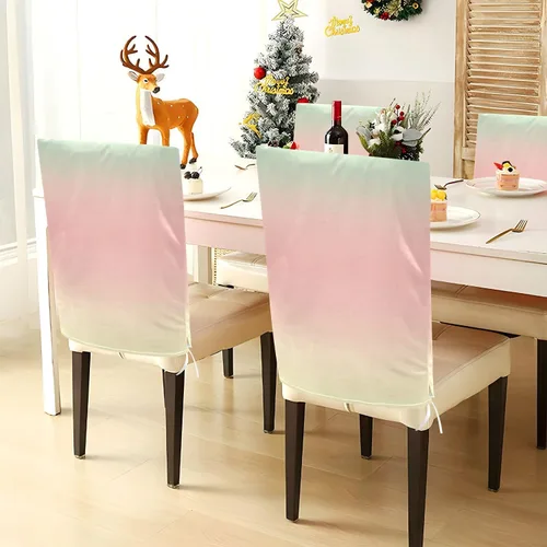Vista 4 de Juego de 6 fundas decorativas para respaldo de silla, color rosa amarillento, verde y rosa amarillento para ceremonia