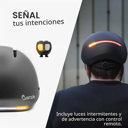 Vista 4 de Overade Casco salvavidas para bicicletas y e-scooters, con potente iluminación delantera/trasera, función intermitente, talla única
