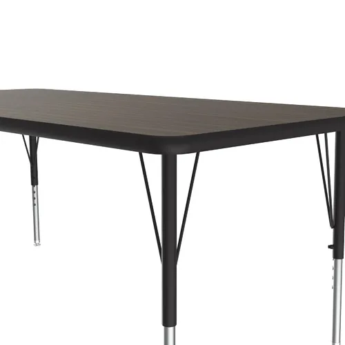 Vista 3 de Correll - Mesa de actividades rectangular Econoline de 30 x 60 pulgadas, parte superior de melamina de nogal con forma, altura ajustable