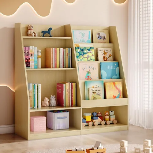 Vista 11 de Tatub Estantería de madera para niños de 4 niveles, color gris