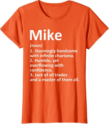 Vista 55 de MIKE Definition - Camiseta divertida para regalo de cumpleaños con nombre personalizado, Negro, S