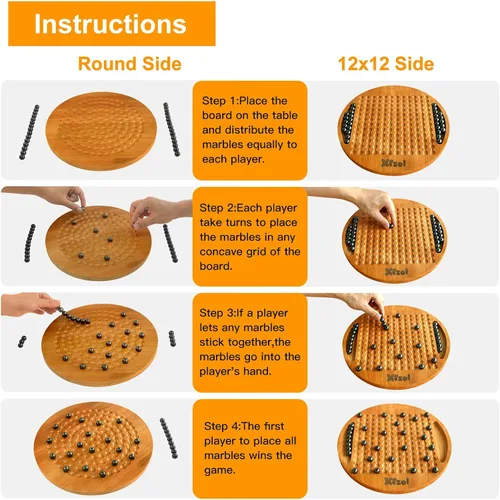 Vista 2 de Juego de ajedrez magnético, juego de mesa de madera dura de doble cara con 30 bolas magnéticas, desarrolla inteligencia, ejercicio cerebral