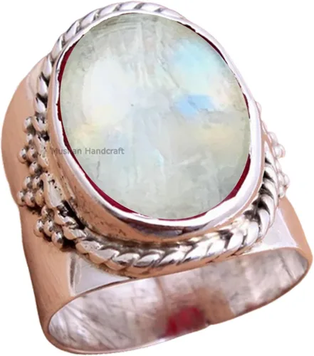 Vista 12 de Anillo de plata de ley 925 con piedras preciosas ovaladas auténticas, hecho a mano, hermoso regalo de Navidad para ella