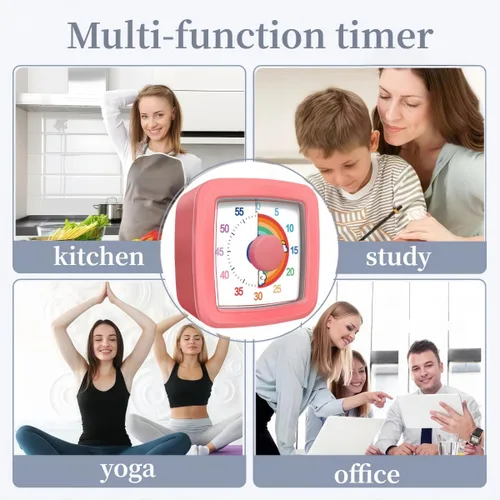 Vista 3 de Temporizador visual para niños y adultos, temporizador de cuenta regresiva de 60 minutos para aula, cocina, oficina, temporizador Pomodoro