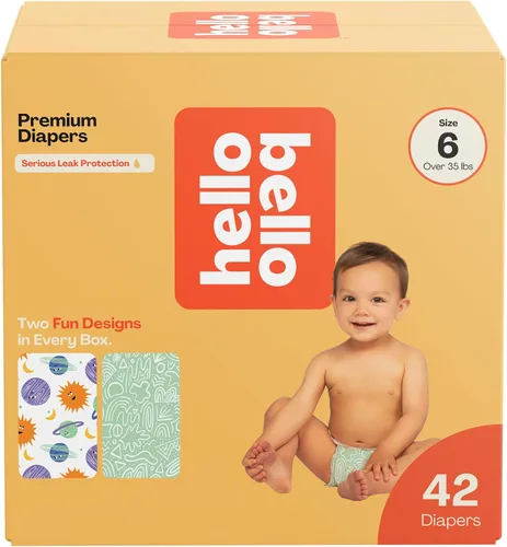 Vista 12 de Hello Bello Pañales Premium Talla 1, Diseños Balloon Buddies y Crosshatch Cuties, Caja Club de 82