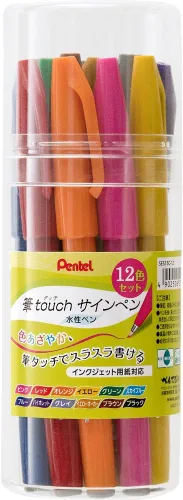 Vista 9 de Pentel SES15C-24ST Rotulador con Punta de Pincel Sign Pen, Juego de 24