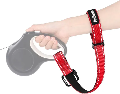 Vista 7 de PetBonus Correa de muñeca para perro, correa de seguridad para correa retráctil, correa corta reflectante con cerradura y mango acolchado suave