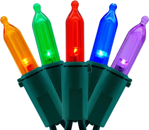 Vista 9 de YULETIME Juego de 200 luces LED de Navidad color rosa, cable verde de 66 pies, certificado UL, grado comercial, juego de luces navideñas (rosa)