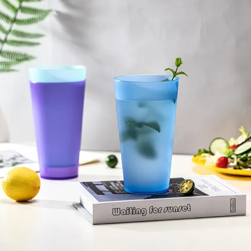 Vista 5 de KOXIN-KARLU Vasos de plástico irrompibles de 32 onzas para bebidas estilo restaurante, vasos de té helado, juego de 8 colores costeros