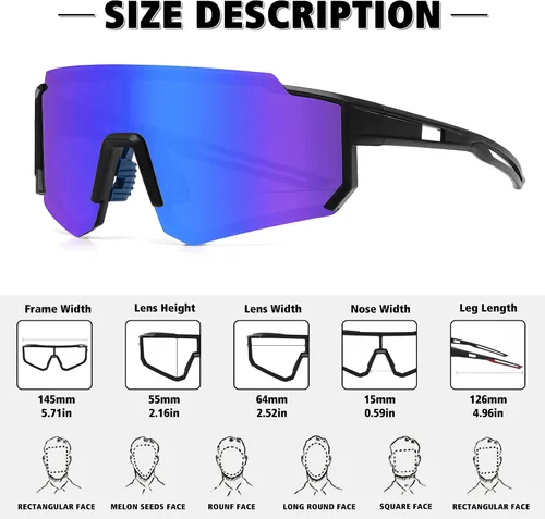 Vista 3 de STORYCOAST Lentes de sol deportivos polarizados para hombres y mujeres, para conducir, pesca, ciclismo, bicicleta de montaña, protección UV400
