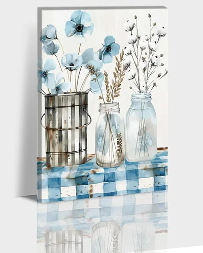 Vista 20 de Hzddty Lienzo de flores rojas de amapola para pared, pintura floral abstracta para paredes, imágenes de flores con estampado floral, decoración