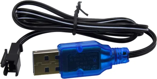 Vista 6 de Blomiky Paquete de 2 baterías recargables de iones de litio de 3.7 V 500 mAh, enchufe SM 2P con cable USB para auto de acrobacias RC de doble cara