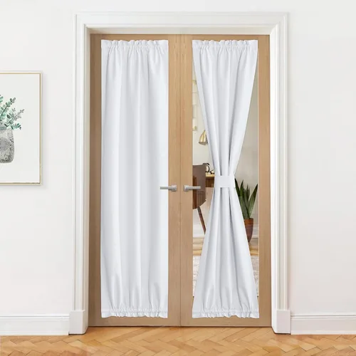 Vista 12 de NICETOWN Cortinas de Lino para Puerta Lateral - Cortinas Opacas con Aislamiento Térmico para Puerta Delantera Francesa para Sombra Pequeña