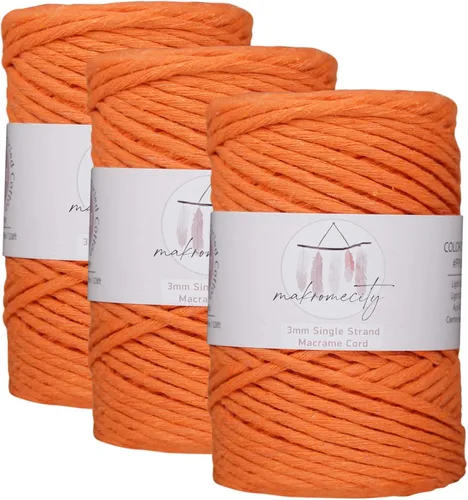 Vista 130 de Makromecity, Cordón de macramé de un solo hilo de 3 mm x 100 yardas (300 pies) de 3 mm de cordón de algodón azul bebé para arte y manualidades