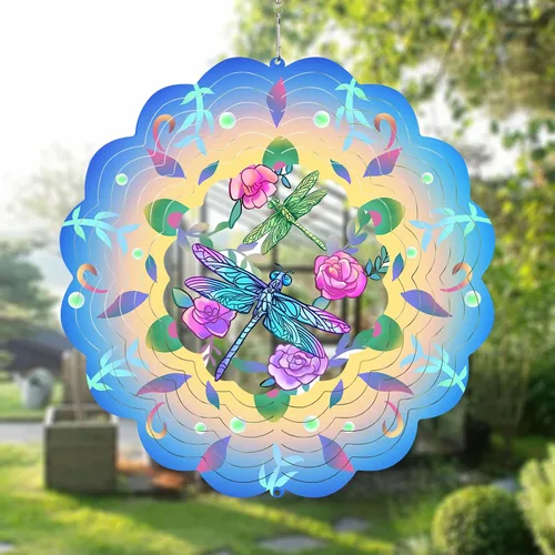 Vista 13 de Molinillos de viento de abeja colgantes en 3D, regalos de abeja para mujeres, mamá, abuela, papá, escultura cinética de viento de resorte de metal