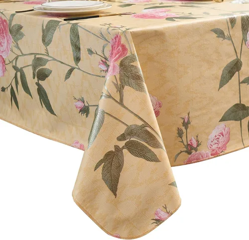 Vista 27 de LIBERECOO Mantel de vinilo resistente con reverso de franela, mantel de plástico impermeable a prueba de aceite, resistente a las manchas, lavable