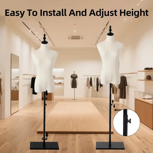Vista 4 de Maniquí femenino, pantalones colgantes y faldas Maniquí de vestido con soporte, altura ajustable Torso para ropa, exhibición de joyas, costura, negro