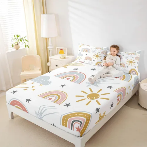 Vista 11 de Erosebridal Juego de sábanas de ratas para niños, tamaño Queen, juego de ropa de cama con diseño de roedores de ratón, divertido diseño de animales