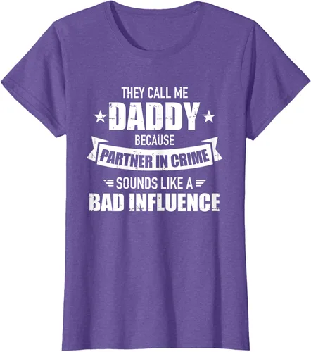 Vista 22 de Call me dad partner in crime bad influence camiseta divertida regalo papá, Negro, S