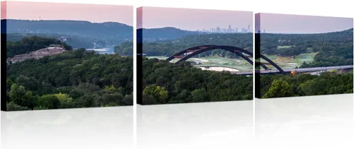 Vista 17 de TUMOVO Austin Skyline - Arte de pared con vista panorámica de la colina de Texas Hill Country impresiones sobre lienzo, 5 piezas de pinturas