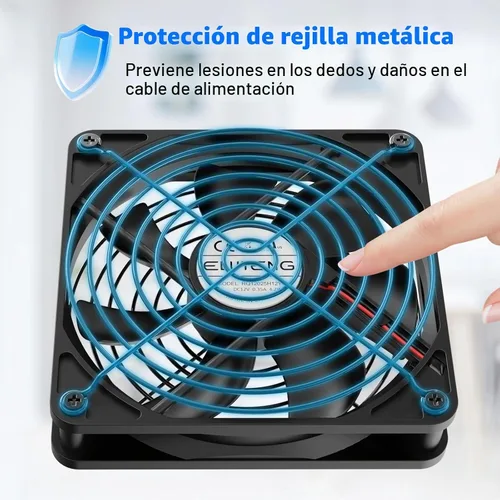 Vista 5 de ELUTENG Ventilador de refrigeración USB para computadora con iluminación RGB de 7 colores, controlador de 3 velocidades 1100/1300/1500 RPM