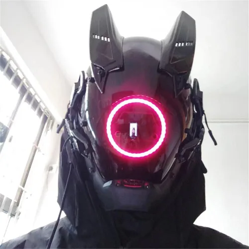 Vista 2 de Máscara de cosplay para hombres y mujeres, tecnología punk futurista, máscara de cosplay de Halloween, accesorios para fiestas y festivales de música