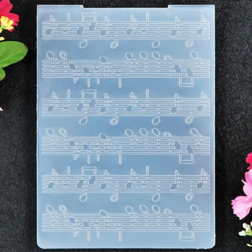Vista 2 de Notación musical Fondo de partitura de música Carpetas de grabación en relieve de plástico para hacer tarjetas, álbumes de recortes y otras
