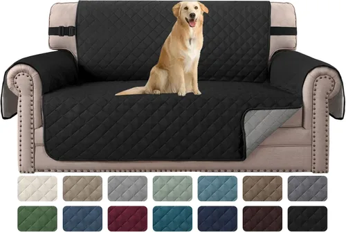 Vista 24 de H.VERSAILTEX Funda de sofá resistente al agua para sofá de 3 cojines, reversible, protector de muebles acolchado con correa elástica, funda de sofá