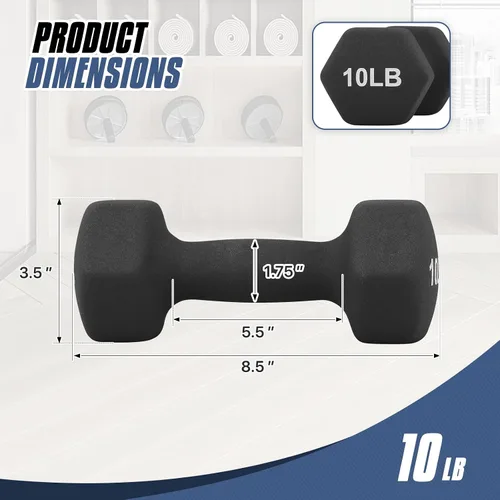 Vista 2 de MADOG - Juego de mancuernas hexagonales con revestimiento de neopreno antideslizante para equipo de gimnasio en casa, entrenamiento de fuerza