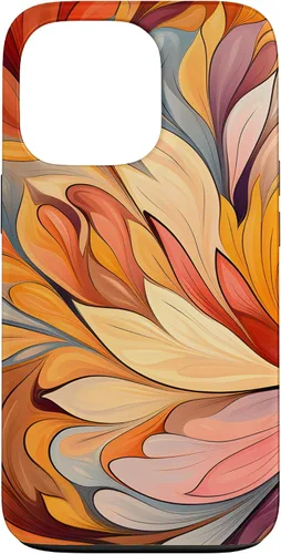 Vista 10 de iPhone 12 Pro Max Remolinos florales abstractos Funda de colores cálidos de otoño