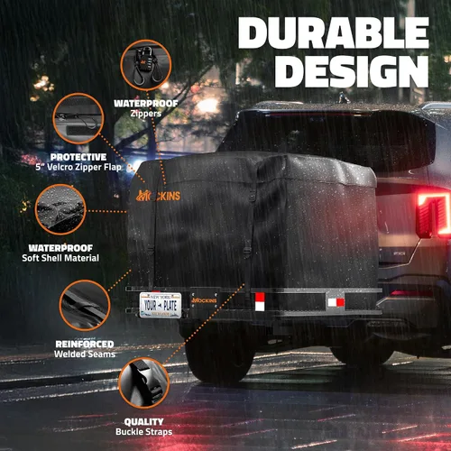 Vista 5 de Mockins 30 Cubic Ft Square Trailer Hitch Cargo Carrier Bag 40"x40"x32