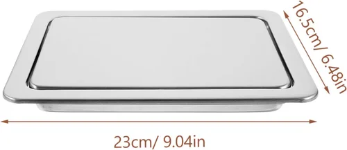Vista 7 de Happyyami Tapa de bote de basura rectangular de acero inoxidable para encimera, tapa abatible empotrada, color plateado