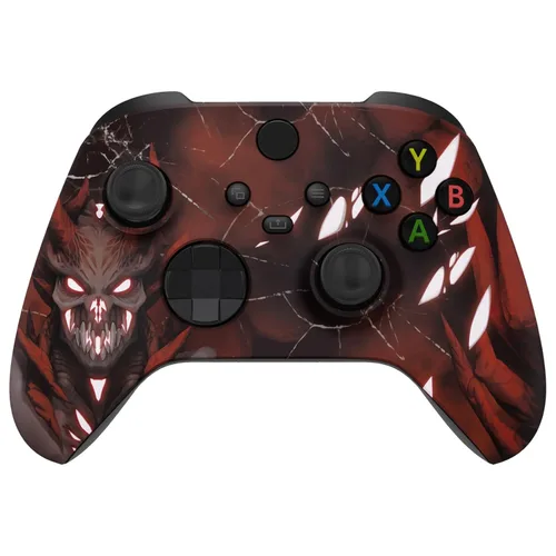 Vista 5 de eXtremeRate Glow in Dark Shell for Xbox Series X & S Controller - Unleash Your Style - Scarlet Demon Custom Acessories Skin Front Housing Cover for