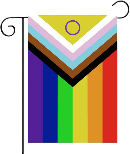 Vista 10 de Bandera de jardín de arcoíris de 8 rayas de 12 x 18 pulgadas, de doble cara, bandera original de 8 rayas de orgullo para patio, césped, decoración