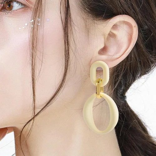Vista 5 de SELOVO Juego de 2 aretes acrílicos de verano, juego de pendientes de forma cuadrada ovalada colorida