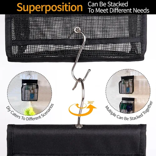 Vista 3 de Mini cesta de almacenamiento de malla colgante para baño, cesta de almacenamiento plegable para ducha, ideal para gimnasios, dormitorios